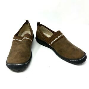Jambu Size 8.5 Slipper Brown Flat Clog Slip On Treaded Leather Sherpa Lined Warm